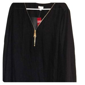Sheer black zip up blouse